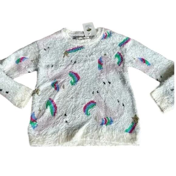 NWT Tucker + Tate Girls White Pink Unicorn Sweater Size 4 - Picture 8 of 9